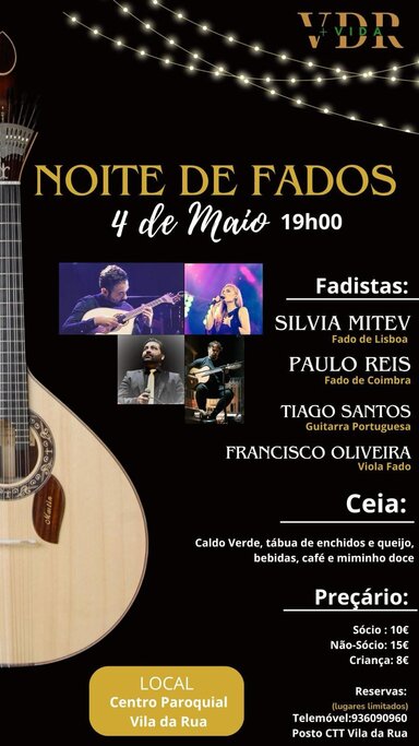 Moimenta da Beira : ‘Associação VDR + Vida de Vila da Rua’ promove Noite de Fados no dia 4 de Maio