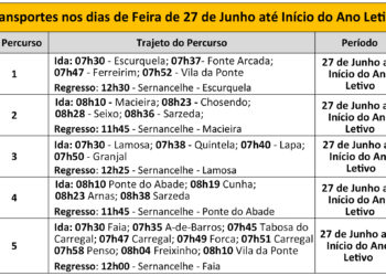 Sernancelhe : Município promoveu a organização de cinco percursos de transporte público nos dias de feira
